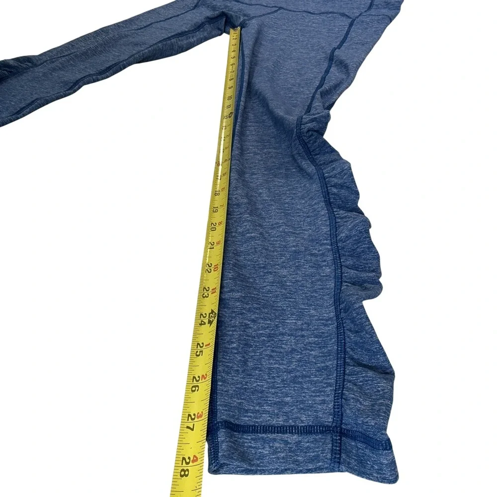 Lululemon Heathered Blue Ruched Leggings Size 12 Yoga Pants Sporty Workout Train